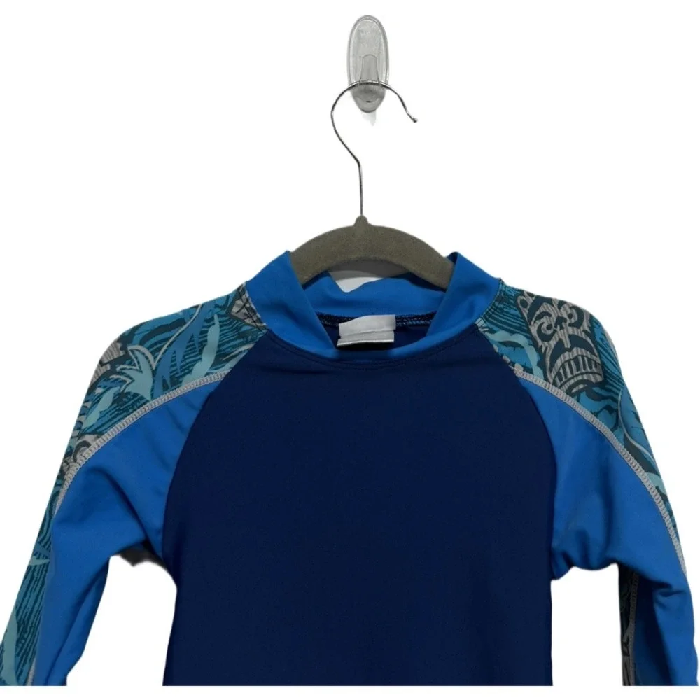Tuga Sunwear Boys Rash Guard Blue Tribal Print UPF 50+ Swim Shirt 12-18M